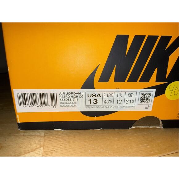 Size 13 - Jordan 1 Retro OG High Yellow Toe OG BOX lightly Used main image 8
